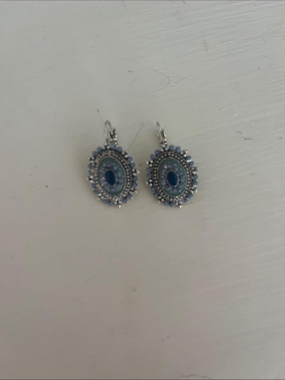 Blue Oval Drop Earrings - Women's Fashion Jewelry